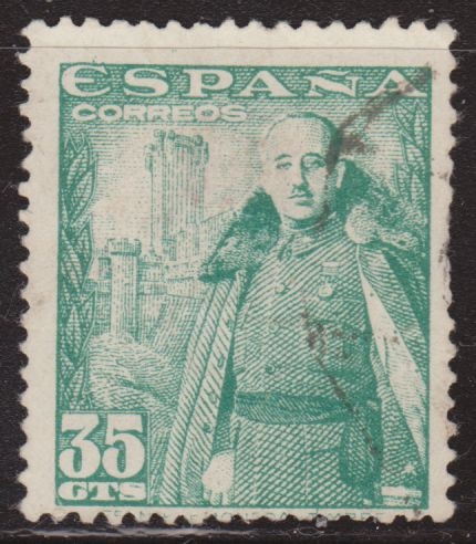 España 1948 Edifil 1026 Sello º General Francisco Franco Bahamonde (1892-1975) y Castillo de la Mota 35c Spain Stamps Timbre Espagne Briefmarke Spanien Francobolli Spagna Postimerkkejä Espanja Postzegels Spanje